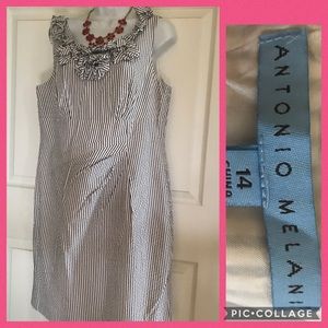 antonio melani honeysuckle dress blue SZ 14